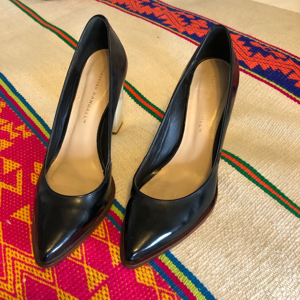 Loeffler Randall contrast patent leather pump